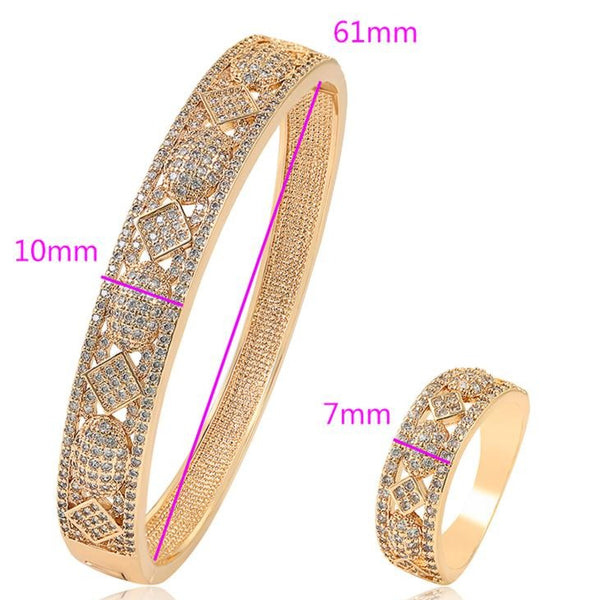 18k Gold Plated Hinged Bangle Bracelet with Matching Ring HNS Studio Canada