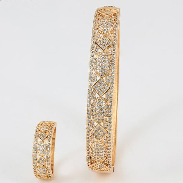 18k Gold Plated Hinged Bangle Bracelet with Matching Ring HNS Studio Canada