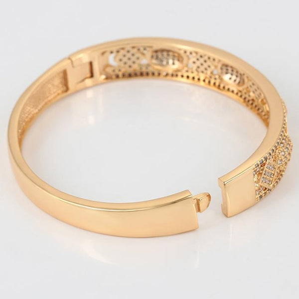 18k Gold Plated Hinged Bangle Bracelet with Matching Ring HNS Studio Canada