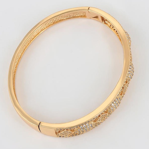 18k Gold Plated Hinged Bangle Bracelet with Matching Ring HNS Studio Canada