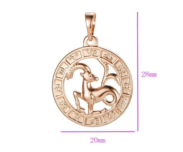 Rose gold Zodiac necklace with Initial HNS Studio Canada
