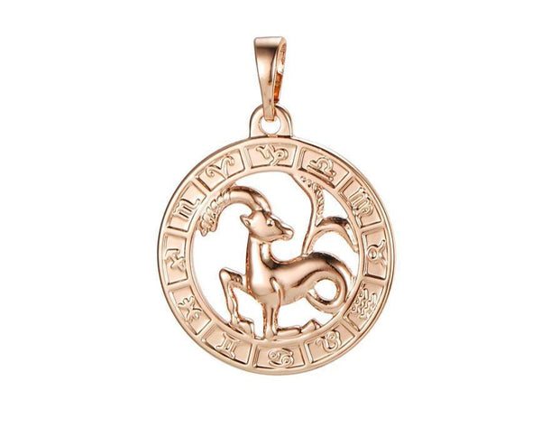 Rose gold Zodiac necklace with Initial HNS Studio Canada