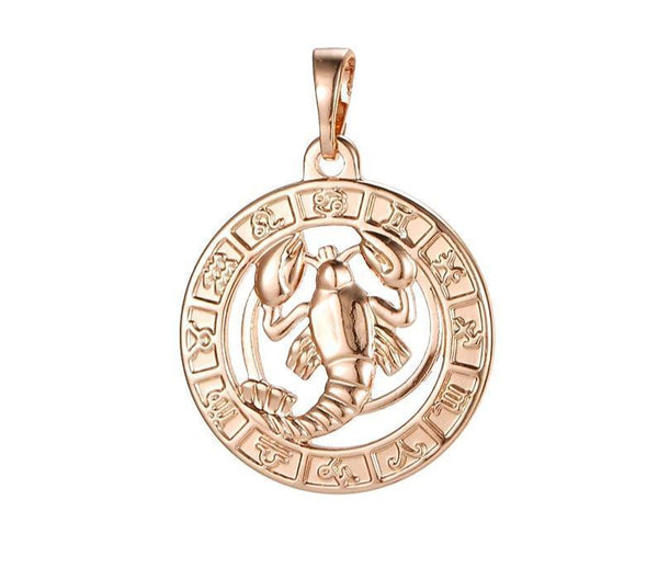 Rose gold Zodiac necklace with Initial HNS Studio Canada