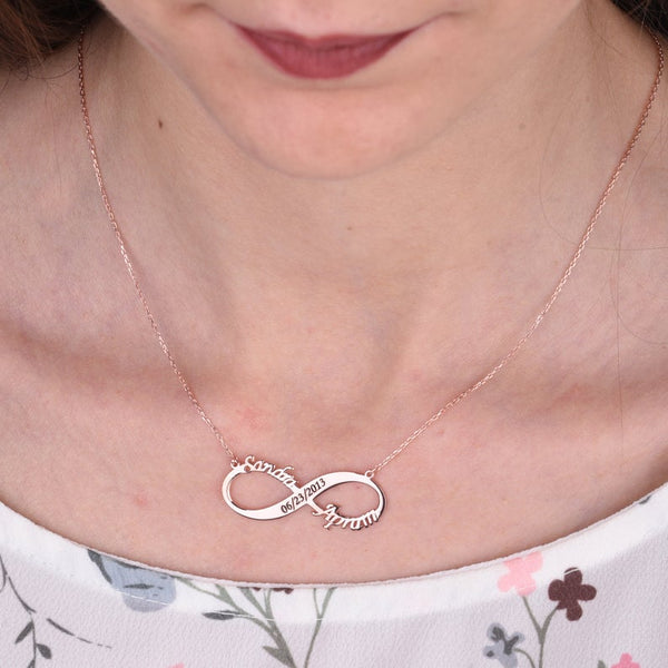 Infinity Necklace with 2 Names and Date