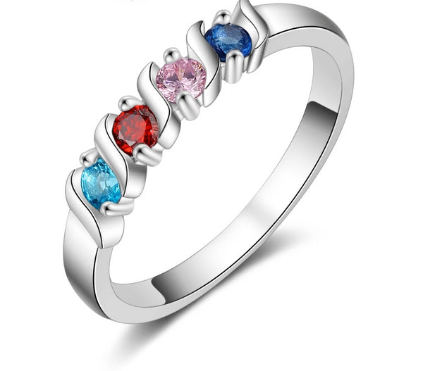 Four Birthstones Personalized Family Ring - HNS Studio