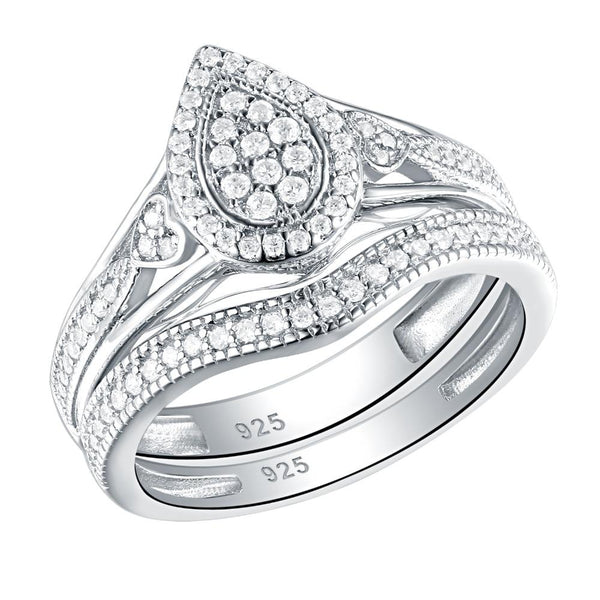 Pear Cut Sterling Silver Ring Set - HNS Studio