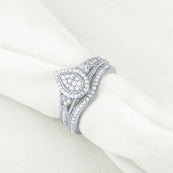 Pear Cut Sterling Silver Ring Set - HNS Studio