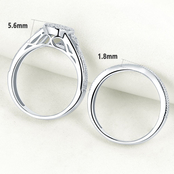 Pear Cut Sterling Silver Ring Set - HNS Studio