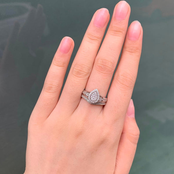 Pear Cut Sterling Silver Ring Set - HNS Studio