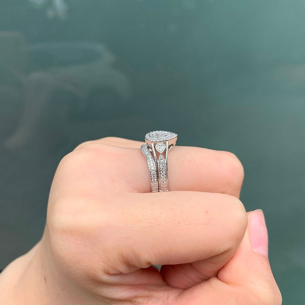 Pear Cut Sterling Silver Ring Set - HNS Studio