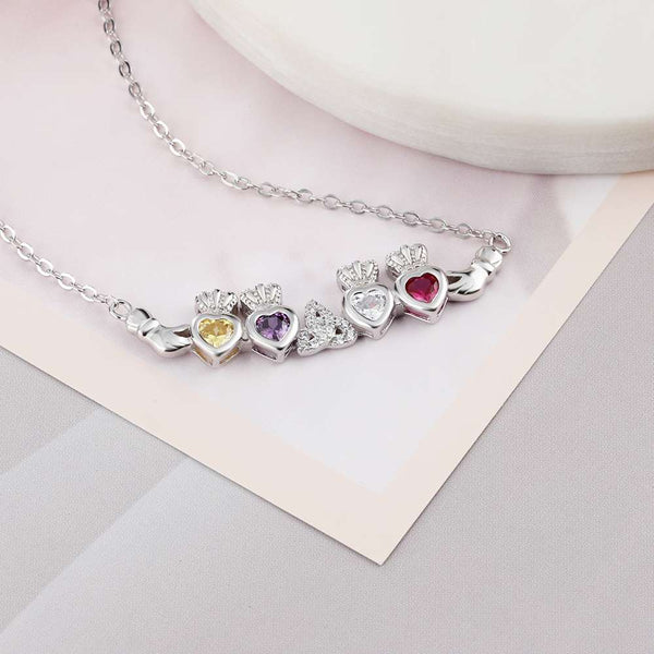 Sterling Silver Necklace with 4 Birthstones - HNS Studio