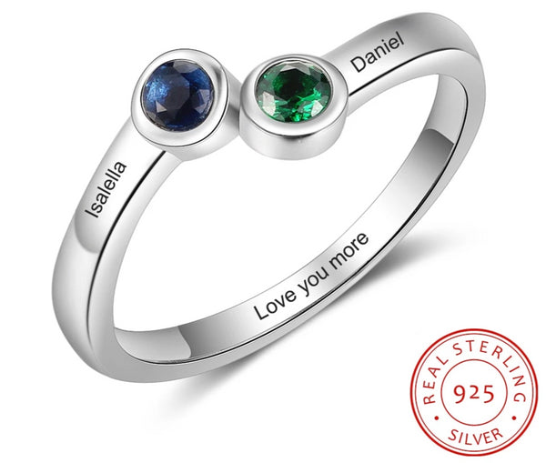 Personalized 2 Names 925 Sterling Silver Ring
