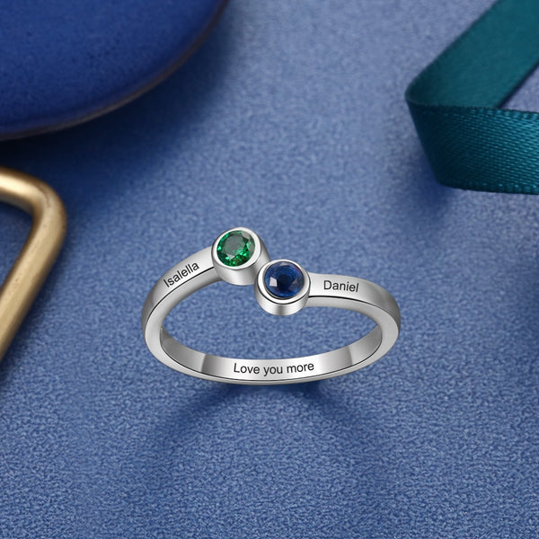 Personalized 2 Names 925 Sterling Silver Ring