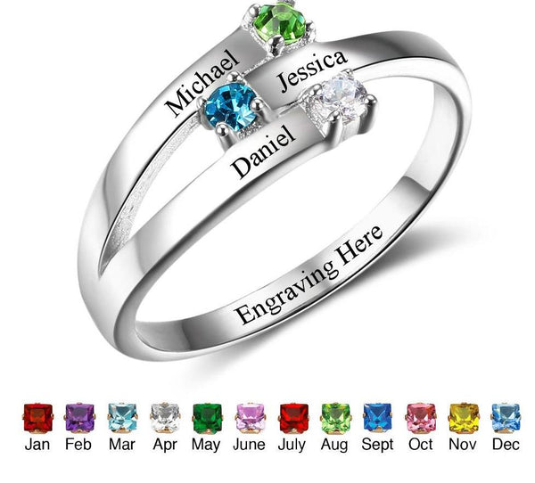 925 Sterling Silver Personalized Family Ring - HNS Studio