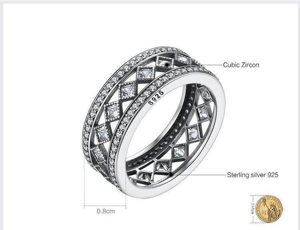 925 Sterling Silver Square Crystals ring - HNS Studio