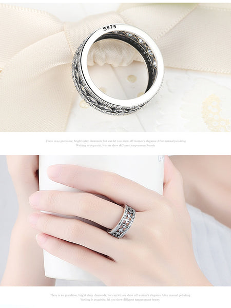 925 Sterling Silver Square Crystals ring - HNS Studio