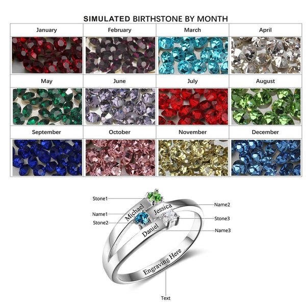 925 Sterling Silver Personalized Family Ring - HNS Studio