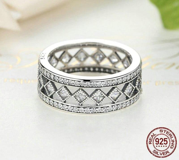 925 Sterling Silver Square Crystals ring - HNS Studio