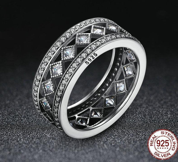 925 Sterling Silver Square Crystals ring - HNS Studio