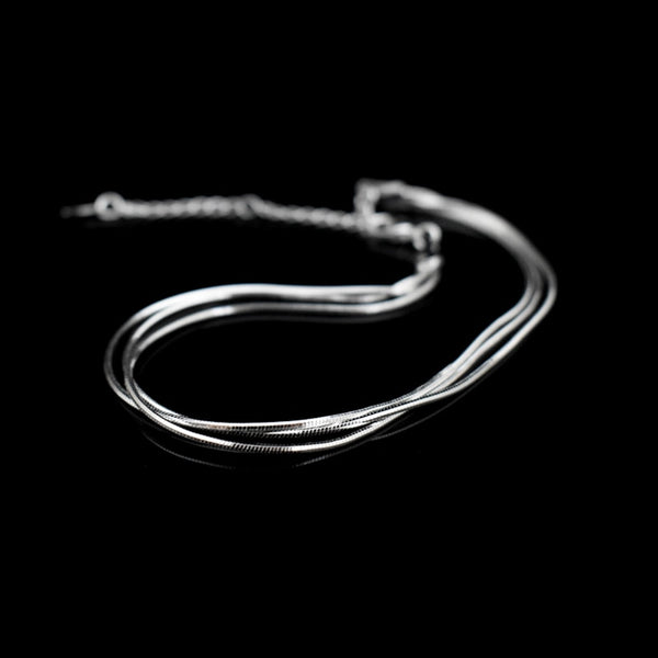 Simple Three Layer Anklet In Sterling Silver - HNS Studio