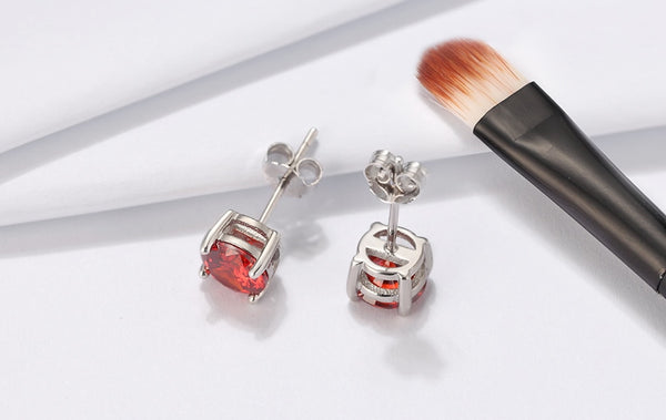 Sterling Silver Birthstone Stud Earrings - HNS Studio