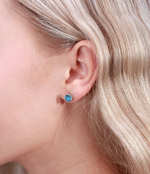 Sterling Silver Birthstone Stud Earrings - HNS Studio