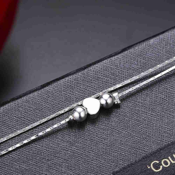 Women Sterling Silver Multilayer Heart Anklet - HNS Studio