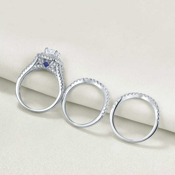2.0 Carat  AAA CZ Three-Piece Wedding Set Sterling Silver - HNS Studio