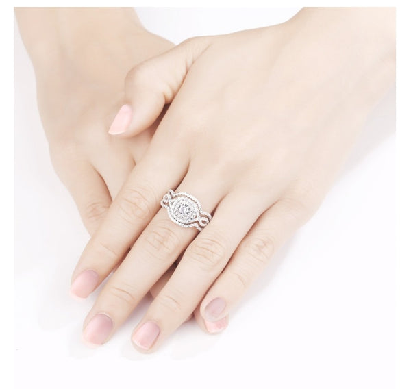 2.1Ct AAA CZ Three-Piece Wedding Set in Sterling Silver - HNS Studio