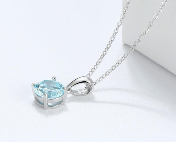 Sterling Silver Birthstone Pendant Necklace - HNS Studio