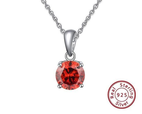 Sterling Silver Birthstone Pendant Necklace - HNS Studio