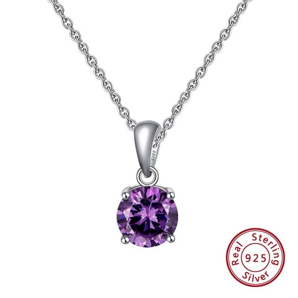 Sterling Silver Birthstone Pendant Necklace - HNS Studio