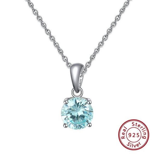 Sterling Silver Birthstone Pendant Necklace - HNS Studio
