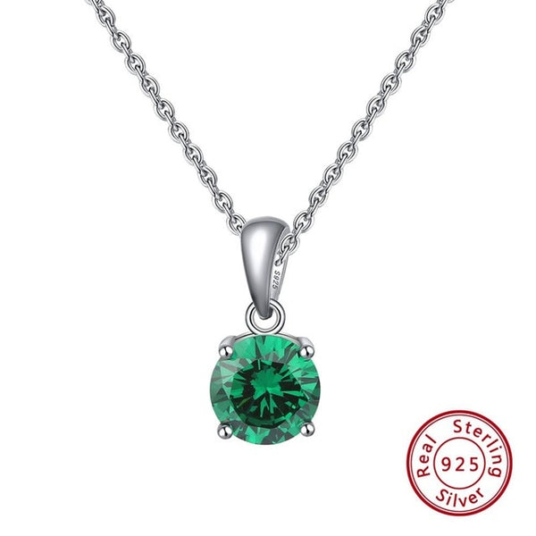 Sterling Silver Birthstone Pendant Necklace - HNS Studio