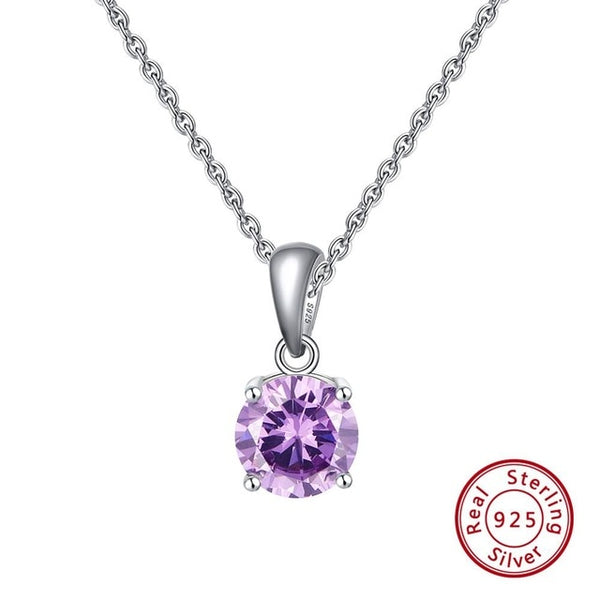 Sterling Silver Birthstone Pendant Necklace - HNS Studio