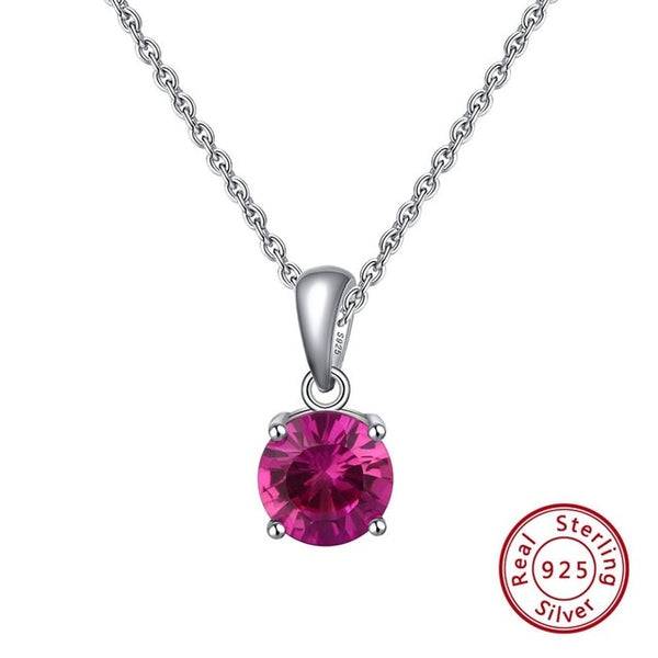 Sterling Silver Birthstone Pendant Necklace - HNS Studio