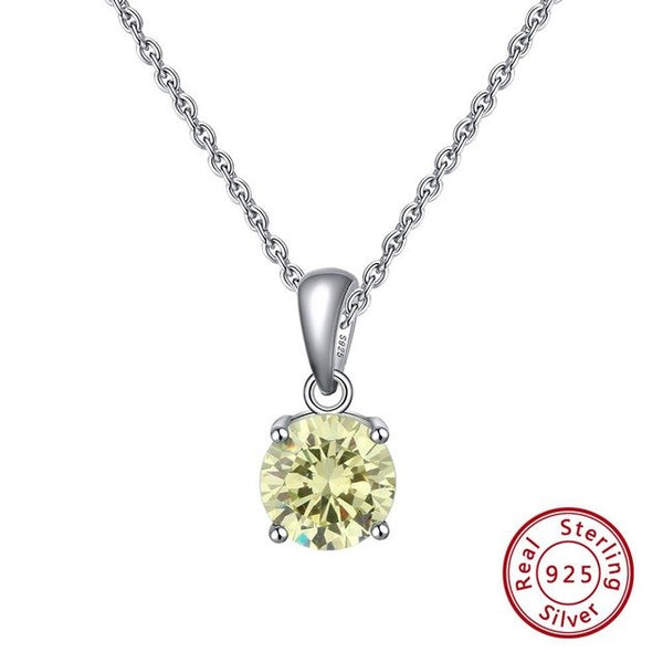 Sterling Silver Birthstone Pendant Necklace - HNS Studio