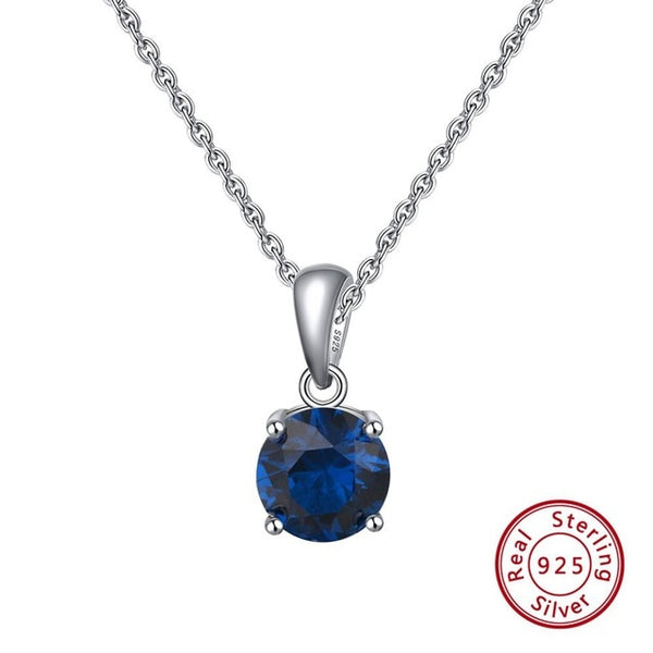 Sterling Silver Birthstone Pendant Necklace - HNS Studio