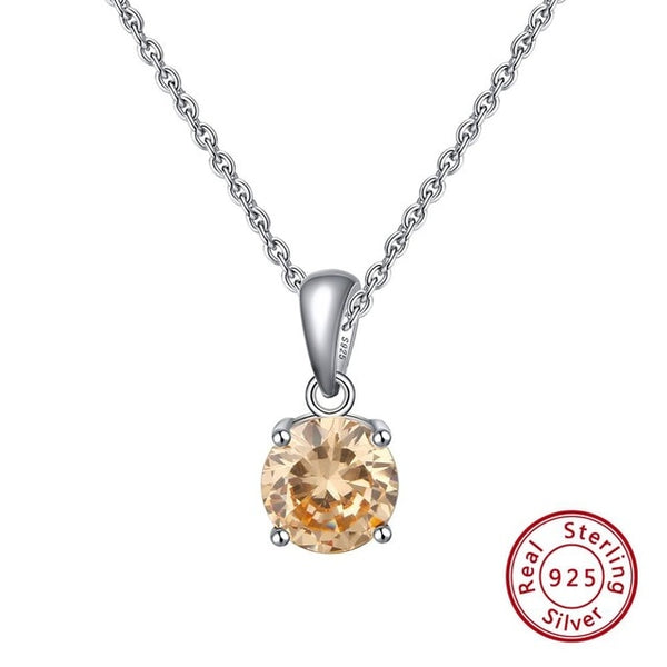 Sterling Silver Birthstone Pendant Necklace - HNS Studio