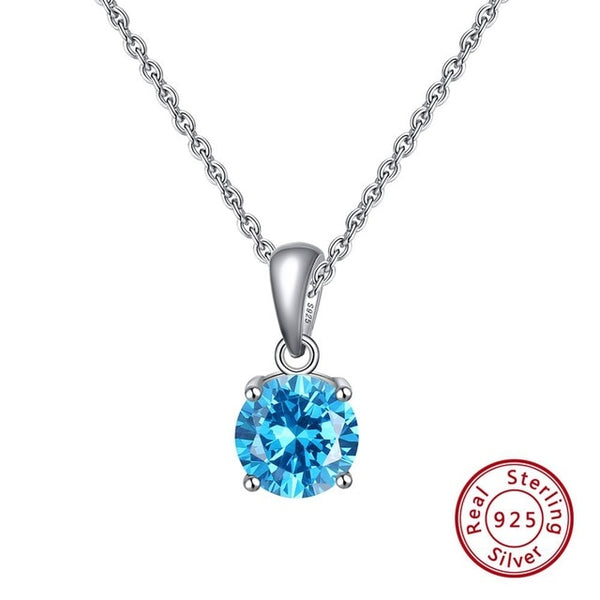 Sterling Silver Birthstone Pendant Necklace - HNS Studio