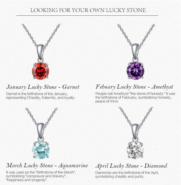 Sterling Silver Birthstone Pendant Necklace - HNS Studio