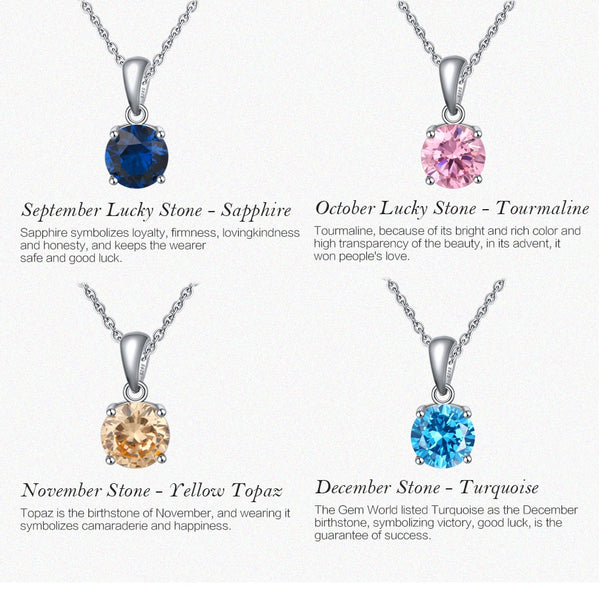 Sterling Silver Birthstone Pendant Necklace - HNS Studio