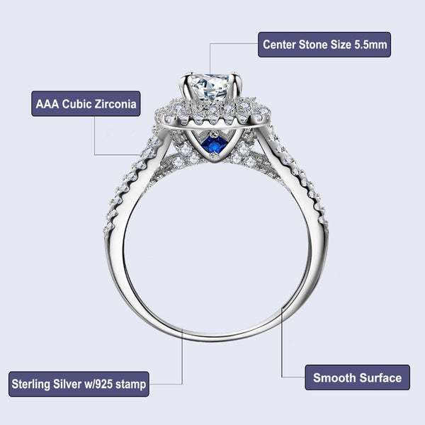2.0 Carat  AAA CZ Three-Piece Wedding Set Sterling Silver - HNS Studio