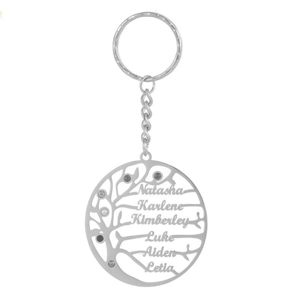 Personalized Tree of Life Name Keychain with Birthstones