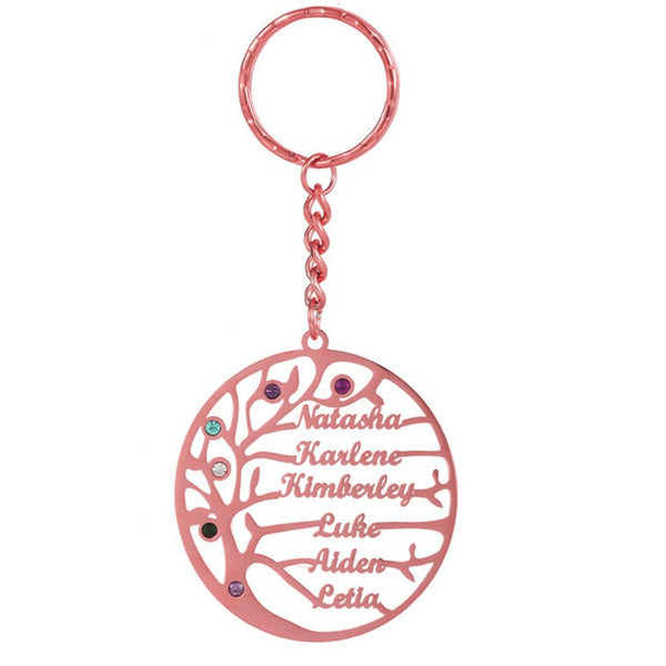 Personalized Tree of Life Name Keychain with Birthstone HNS Studio Canada 