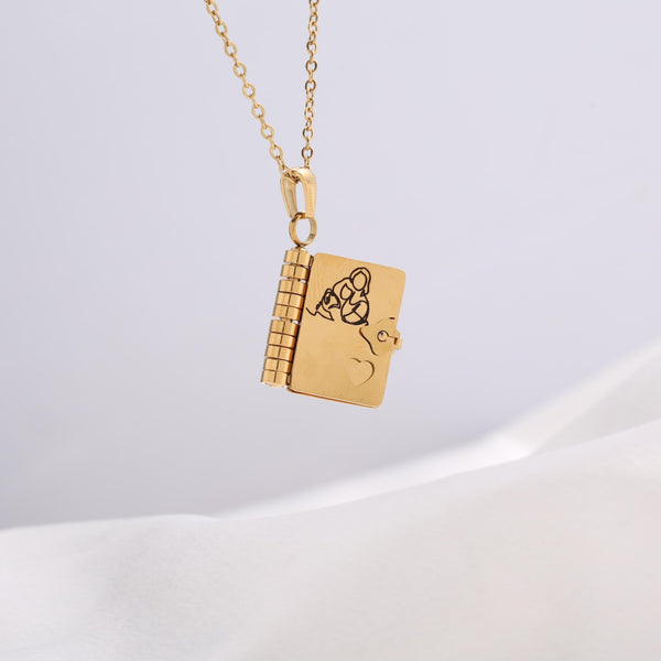 Custom Book Necklace – Personalized Mini Book Pendant Gift for Granddaughter