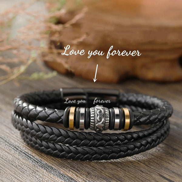 To My Grandson Never Forget How Much I Love You Braided Leather Bracelet