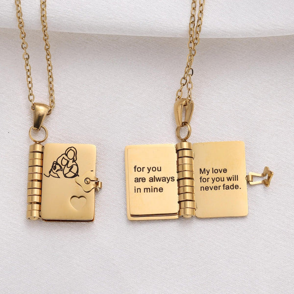 Custom Book Necklace – Personalized Mini Book Pendant Gift for Granddaughter