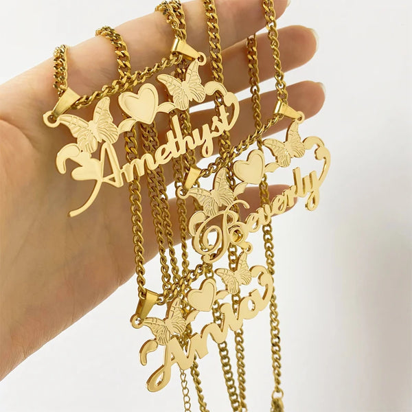 Butterfly Pendant Name Necklace