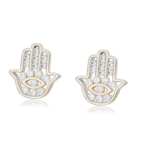 Hamsa Hand Earrings with Cubic Zirconia